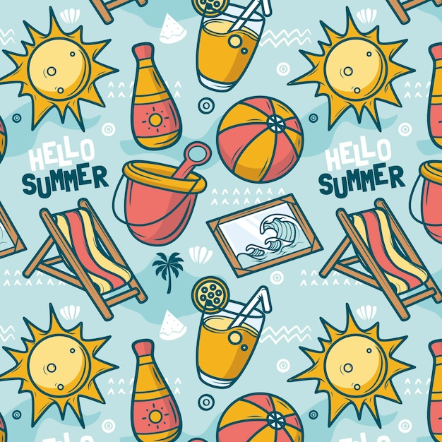 Gratis vector hand getekend zomer patroon