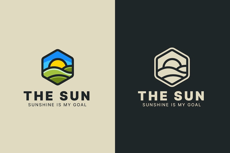 Gratis Vector hand getekend zon logo
