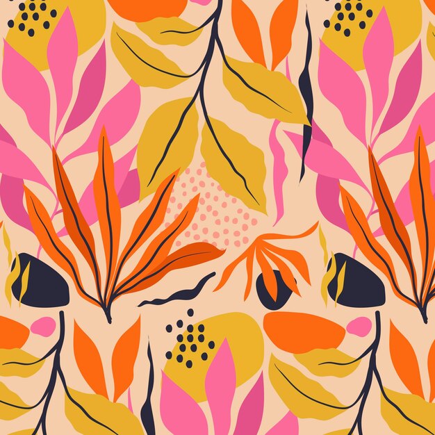 Hand getekende abstracte bladeren patroon