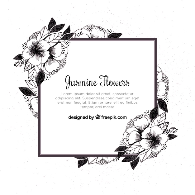 Hand getekende achtergrond met jasmijn bloemen