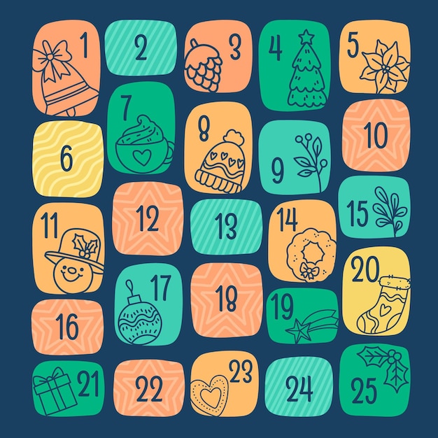 Gratis vector hand getekende adventskalender