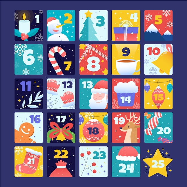 Gratis vector hand getekende adventskalender