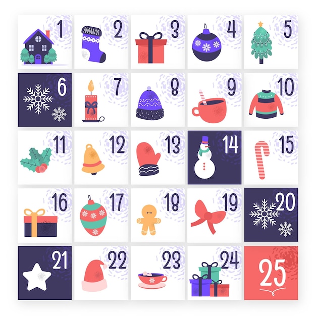 Gratis vector hand getekende adventskalender