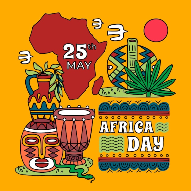 Gratis vector hand getekende afrika dag illustratie