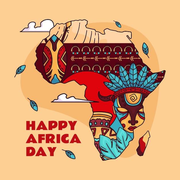 Hand getekende Afrika dag illustratie