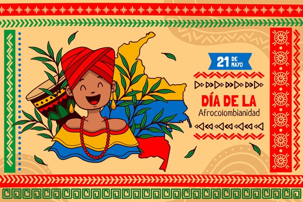 Hand getekende afrocolombianidad achtergrond
