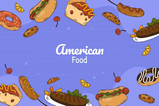 Hand getekende amerikaanse keuken illustratie