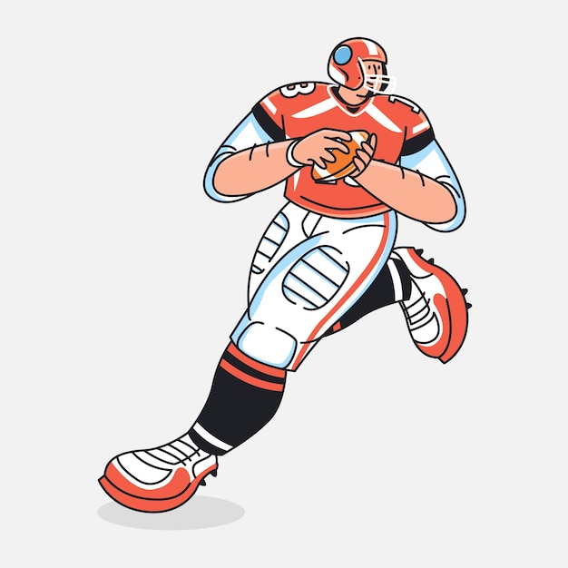 Gratis vector hand getekende amerikaanse voetbal cartoon afbeelding