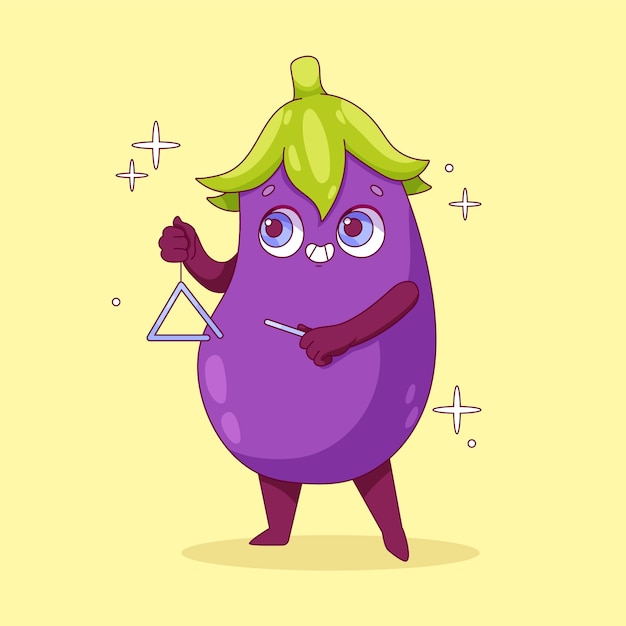 Hand getekende aubergine cartoon afbeelding