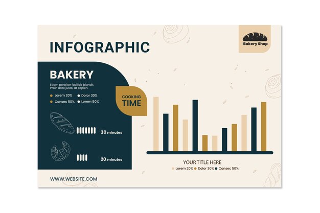 Hand getekende bakkerij business pack infographic