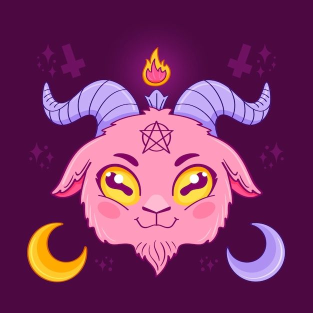 Gratis vector hand getekende baphomet illustratie