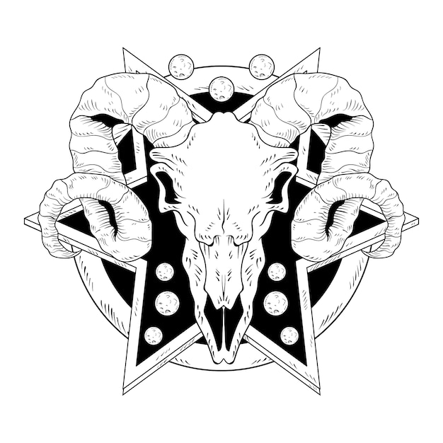 Gratis vector hand getekende baphomet illustratie