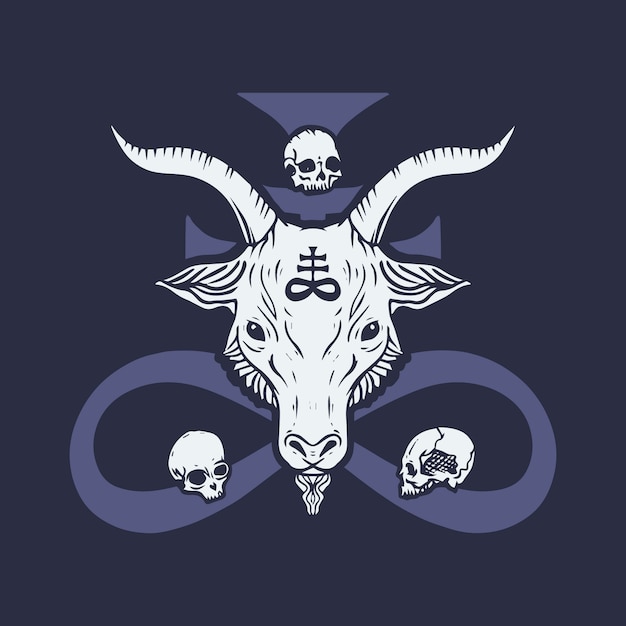 Hand getekende baphomet illustratie