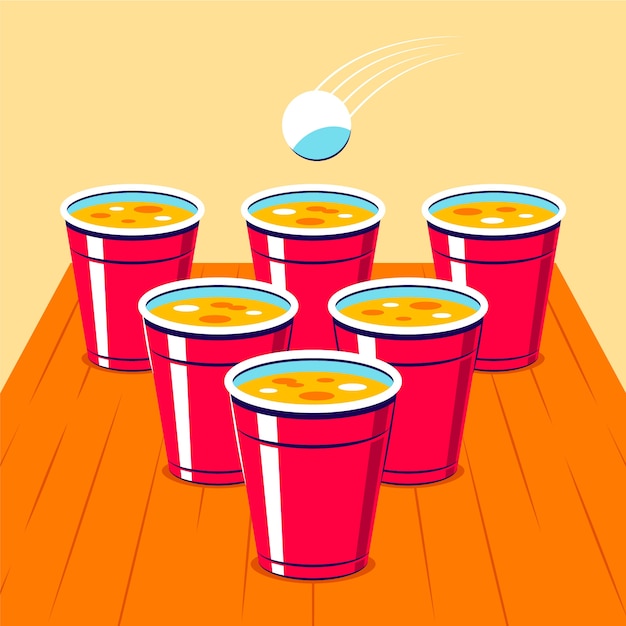 Hand getekende bier pong illustratie