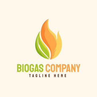 Hand getekende biogas logo sjabloon