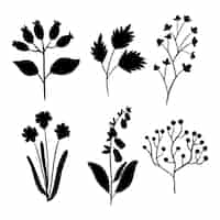 Gratis vector hand getekende bloem silhouet set