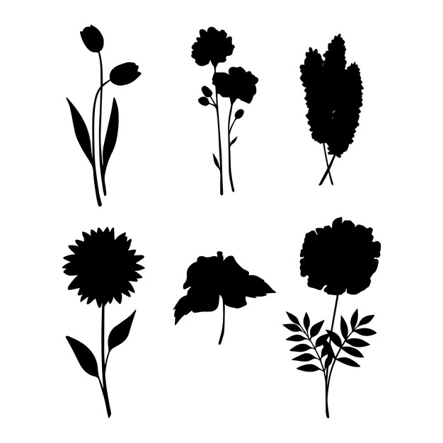 Hand getekende bloem silhouetten illustratie