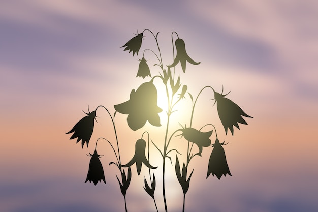 Gratis vector hand getekende bloem silhouetten illustratie