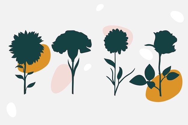 Gratis vector hand getekende bloem silhouetten illustratie