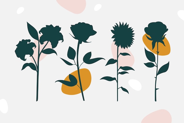 Gratis vector hand getekende bloem silhouetten illustratie