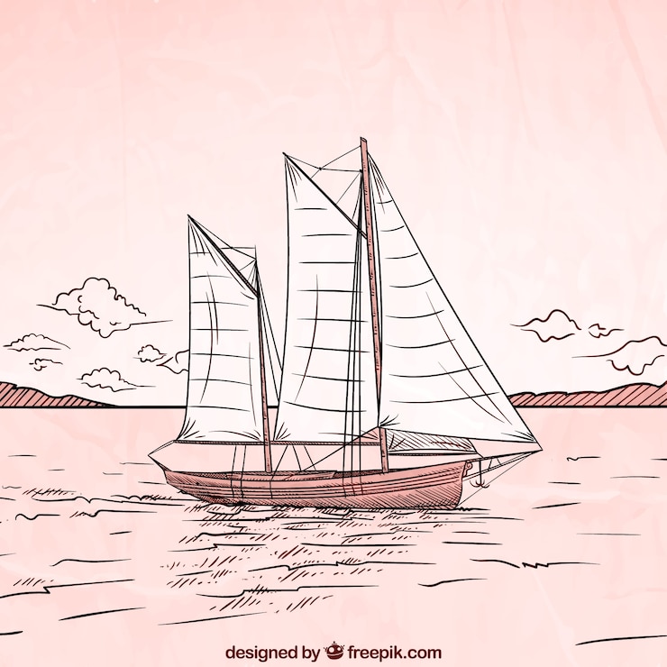 Gratis Vector hand getekende boot achtergrond