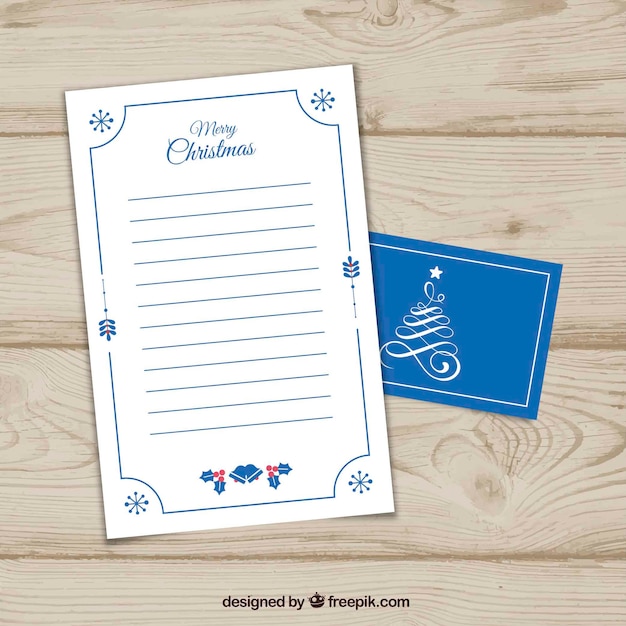 Gratis vector hand getekende brief en envelop sjabloon in blauw