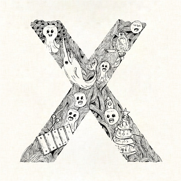 Gratis vector hand getekende brief x achtergrond