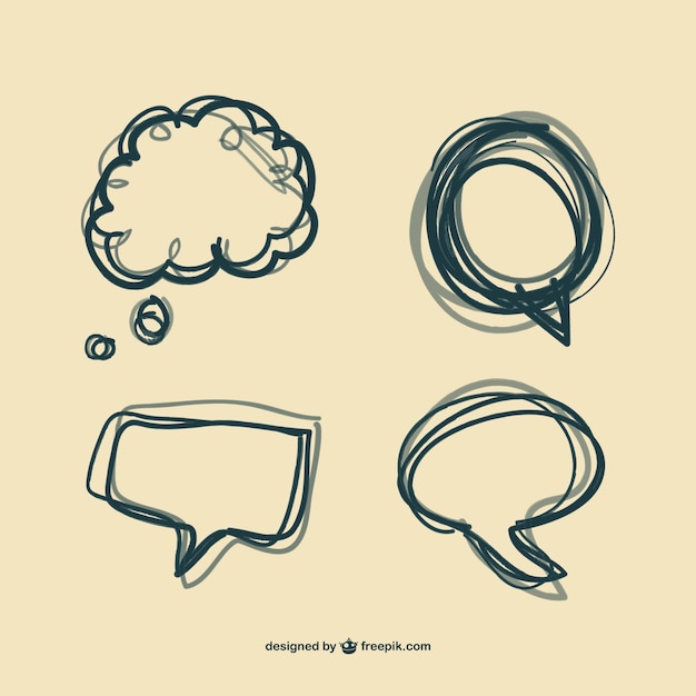 Gratis vector hand getekende bubble speech set