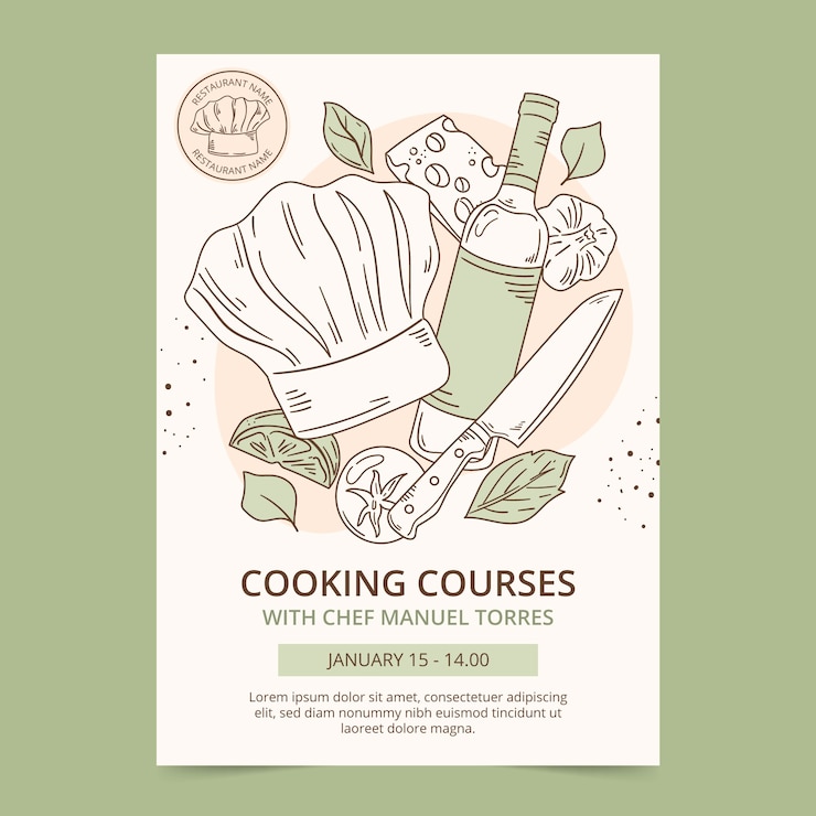 Gratis Vector hand getekende chef-kok job poster