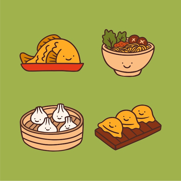 Gratis vector hand getekende chinees eten illustratie