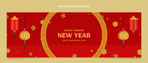 Hand getekende chinees nieuwjaar twitter header