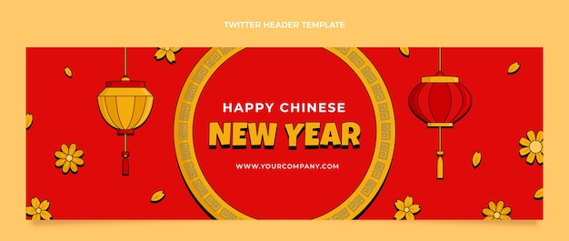 Hand getekende chinees nieuwjaar twitter header