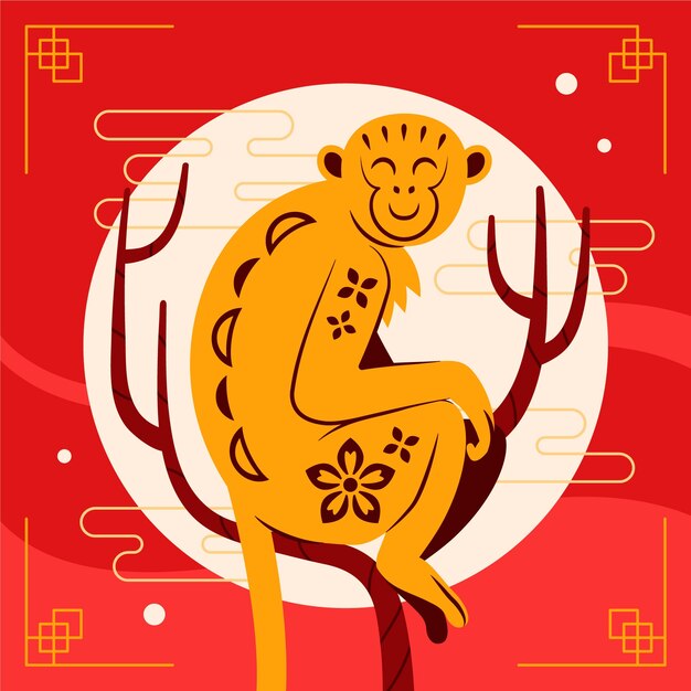 Gratis vector hand getekende chinese dierenriem dieren illustratie