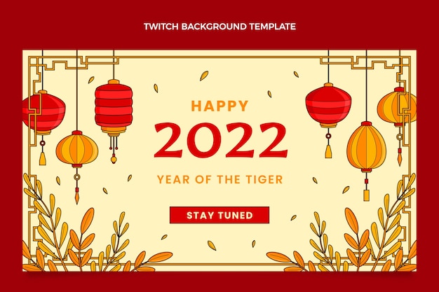 Gratis vector hand getekende chinese nieuwjaar twitch achtergrond