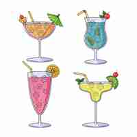 Gratis vector hand getekende cocktail set