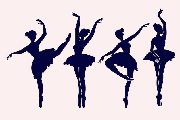 Hand getekende danser silhouet illustratie