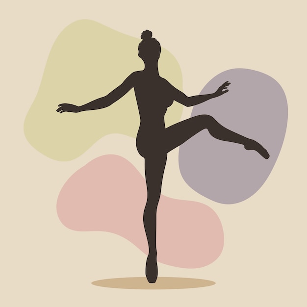 Hand getekende danser silhouet illustratie