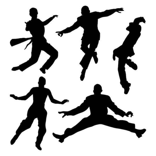 Hand getekende danser silhouet set