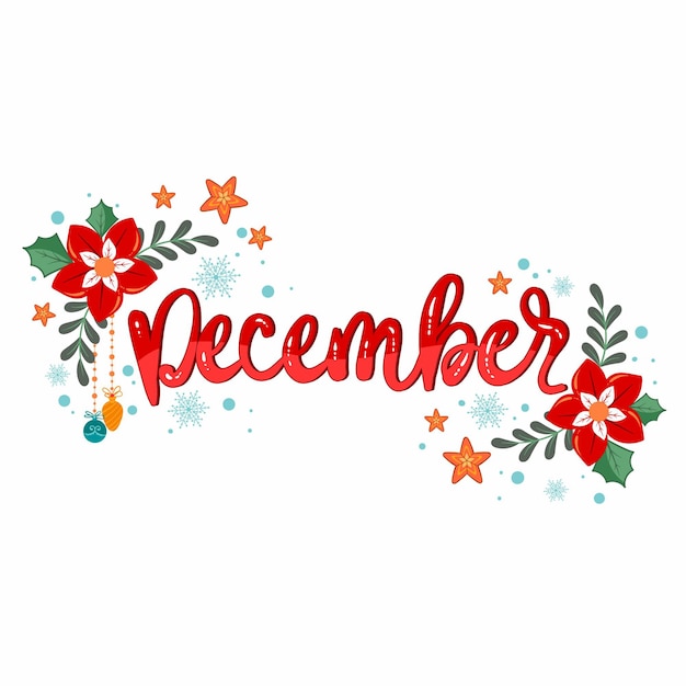 Gratis vector hand getekende december belettering