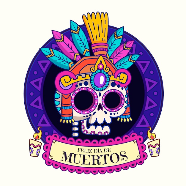 Hand getekende dia de muertos illustratie