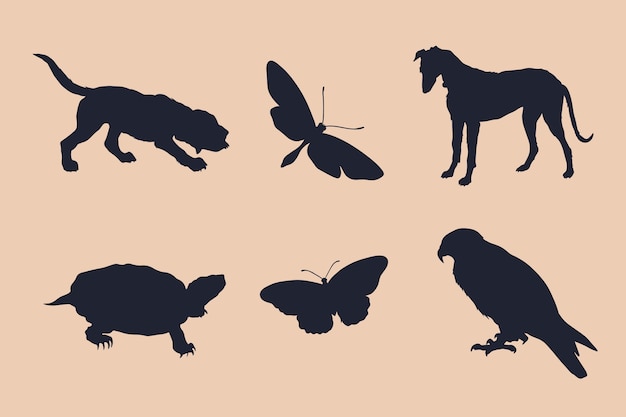 Hand getekende dieren silhouet illustratie