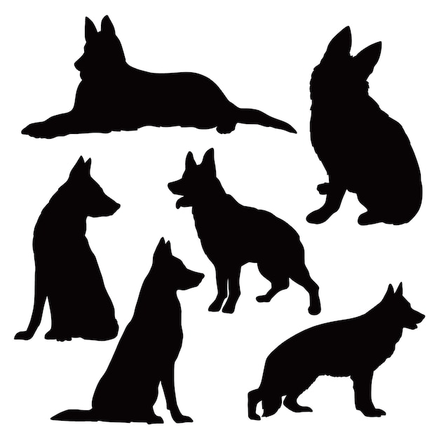 Hand getekende dieren silhouet set illustratie