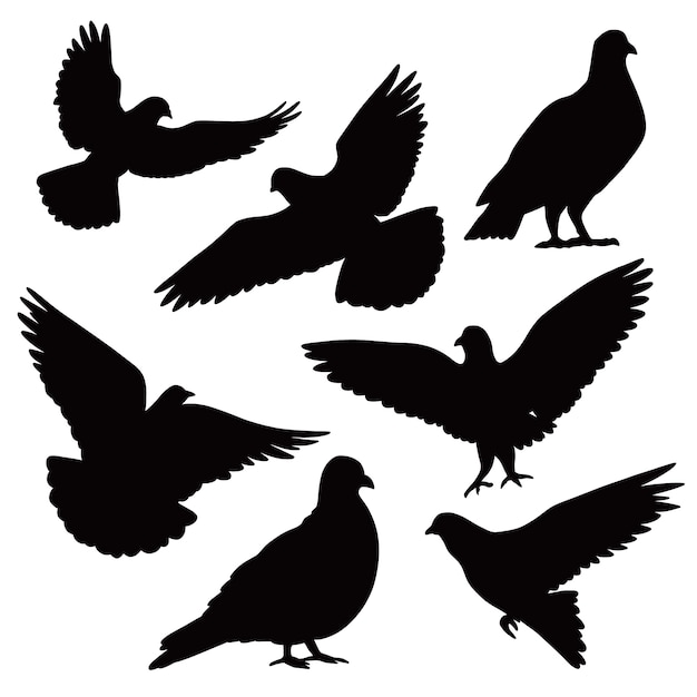 Gratis vector hand getekende dieren silhouet set illustratie