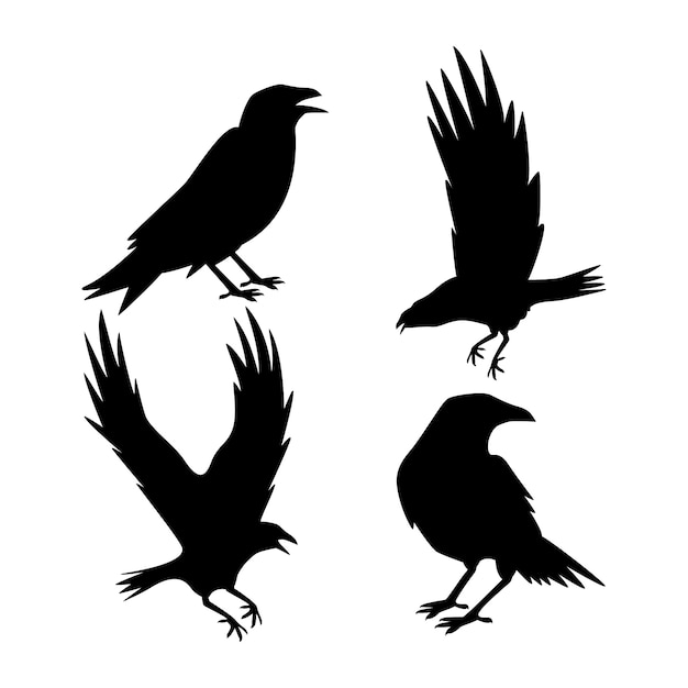 Gratis vector hand getekende dieren silhouet set