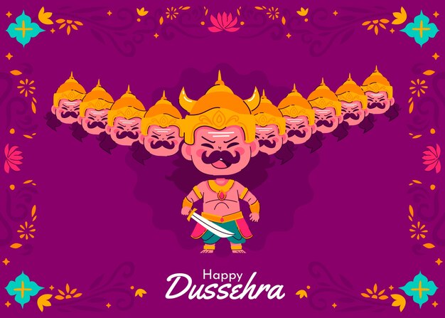 Gratis vector hand getekende dussehra viering illustratie