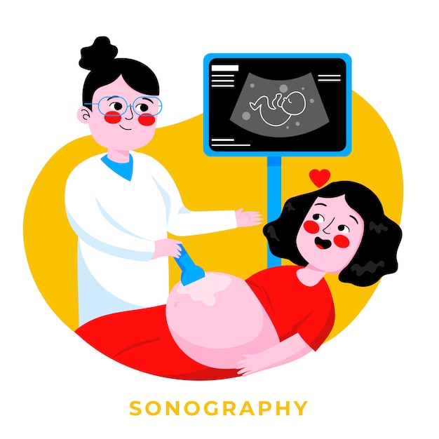 Hand getekende echografie illustratie