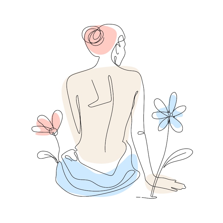 Gratis Vector hand getekende één lijn vrouw kunst illustratie