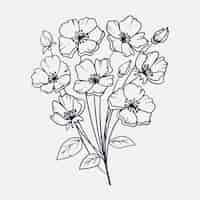 Gratis vector hand getekende eenvoudige bloem omtrek