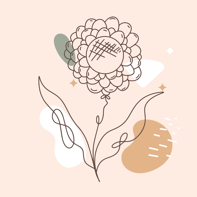 Gratis vector hand getekende eenvoudige bloem omtrek