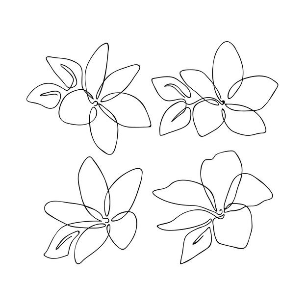 Hand getekende eenvoudige bloem overzicht illustratie